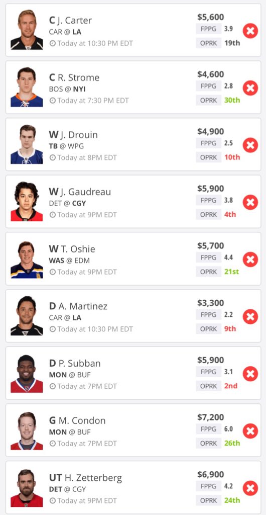 Wilson_DFS's tweet photo. Here's tonight's line up. Turn on notifications to never miss another line up, we don't tweet often.#NHLLINES https://t.co/oDgfZN4BIP