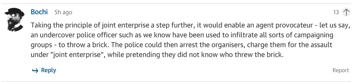 PeoplesSELondon's tweet photo. Joint enterprise is a dodgy law and using against protestors is crossing a line. (see image) support @JENGbA #DTRTP https://t.co/IvzQclOYzt