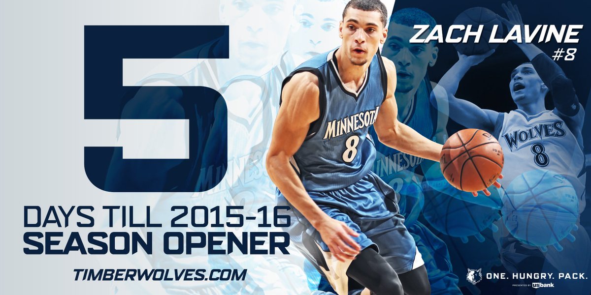 Timberwolves's tweet photo. FIVE more days till Wolves Season! #WolvesOpener https://t.co/scSbvorwpB
