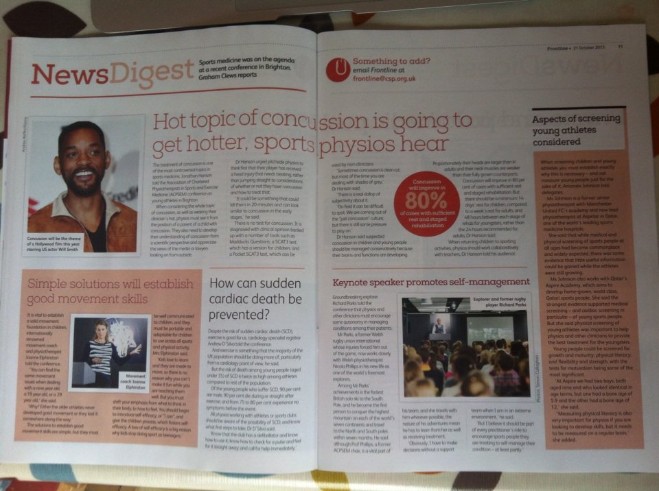 physiosinsport's tweet photo. A two page spread on The Young Athlete conference in frontline #TeenBuilding https://t.co/BDk2MzVVSJ