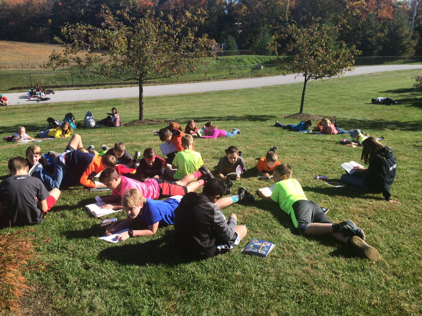 Enjoying the fall weather with some Team S reading and writing!  #ssspirit