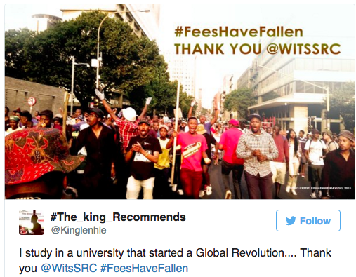 IOL's tweet photo. Student thanks @WitsSRC for global revolution. Follow our liveblog https://t.co/JcmcQW9xO5 https://t.co/tscBJl2gg3