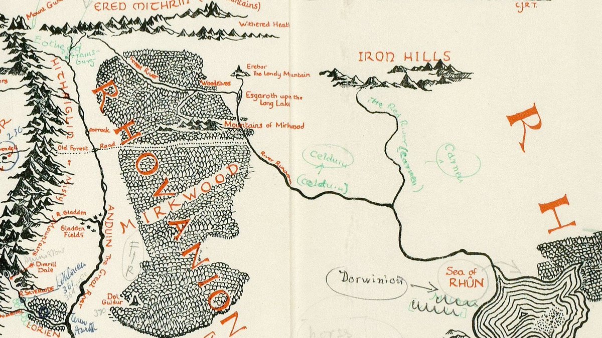 IrishTimes's tweet photo. Map of Middle-earth annotated by JRR Tolkien discovered https://t.co/Ecc5nvqaWm https://t.co/qq3aRegGxi