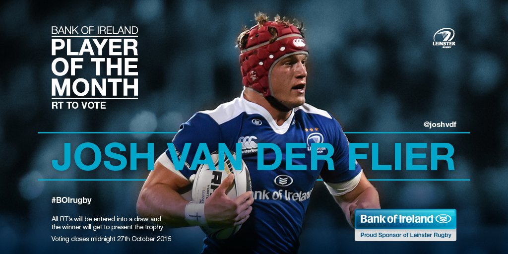 bankofireland's tweet photo. RT to vote @joshvdf for the Bank of Ireland Player of the Month #BOIrugby #fromthegroundup https://t.co/ZrSje7KgNK