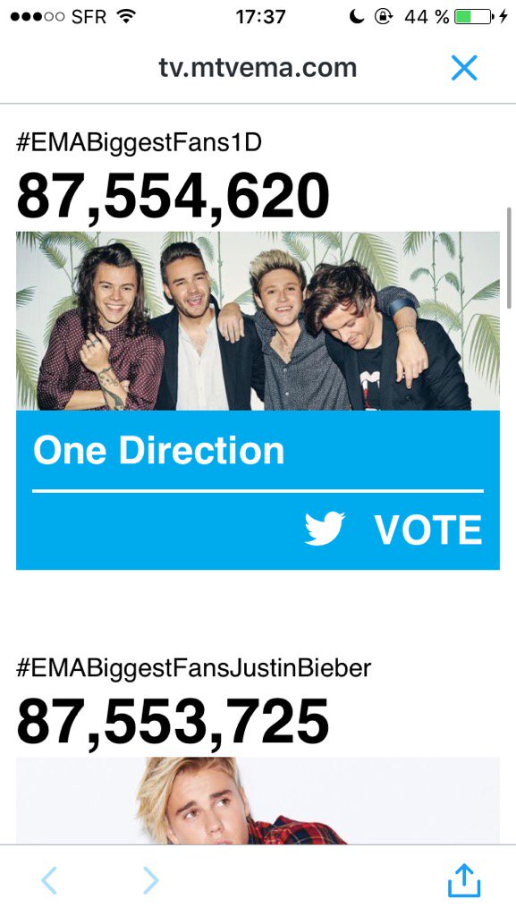 onexdirectionFR's tweet photo. Estimations 17:37.
CONTINUEZ C'EST SUPER !
#EMABiggestFans1D
#ActionDirectioners https://t.co/ss9jLIhUtb