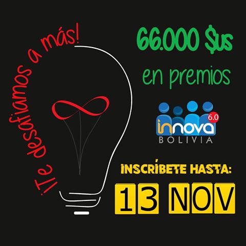 BoliviaInnova's tweet photo. Aumentamos el plazo y tambien aumentamos los premios Emoticón  Te desafiamos a más!!! #InnovaBo https://t.co/1In92L6U3i