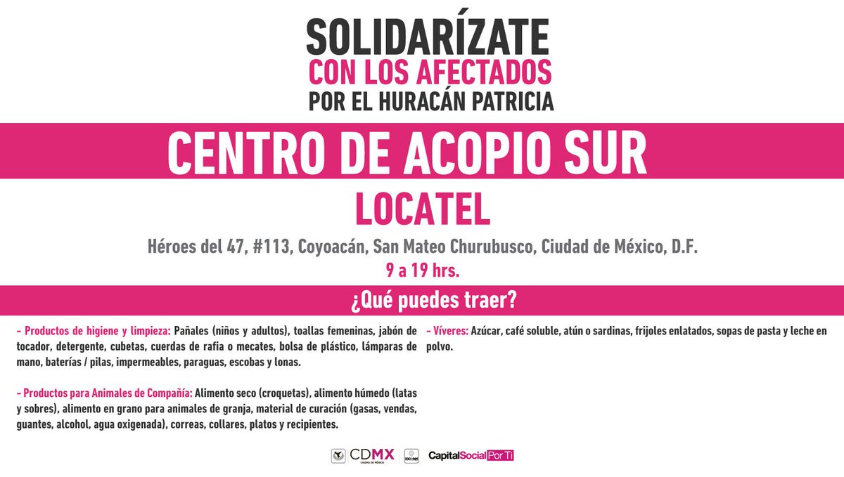 Instala GDF centros de acopio por "Patricia" - CSB2Nb-UEAAGNnL