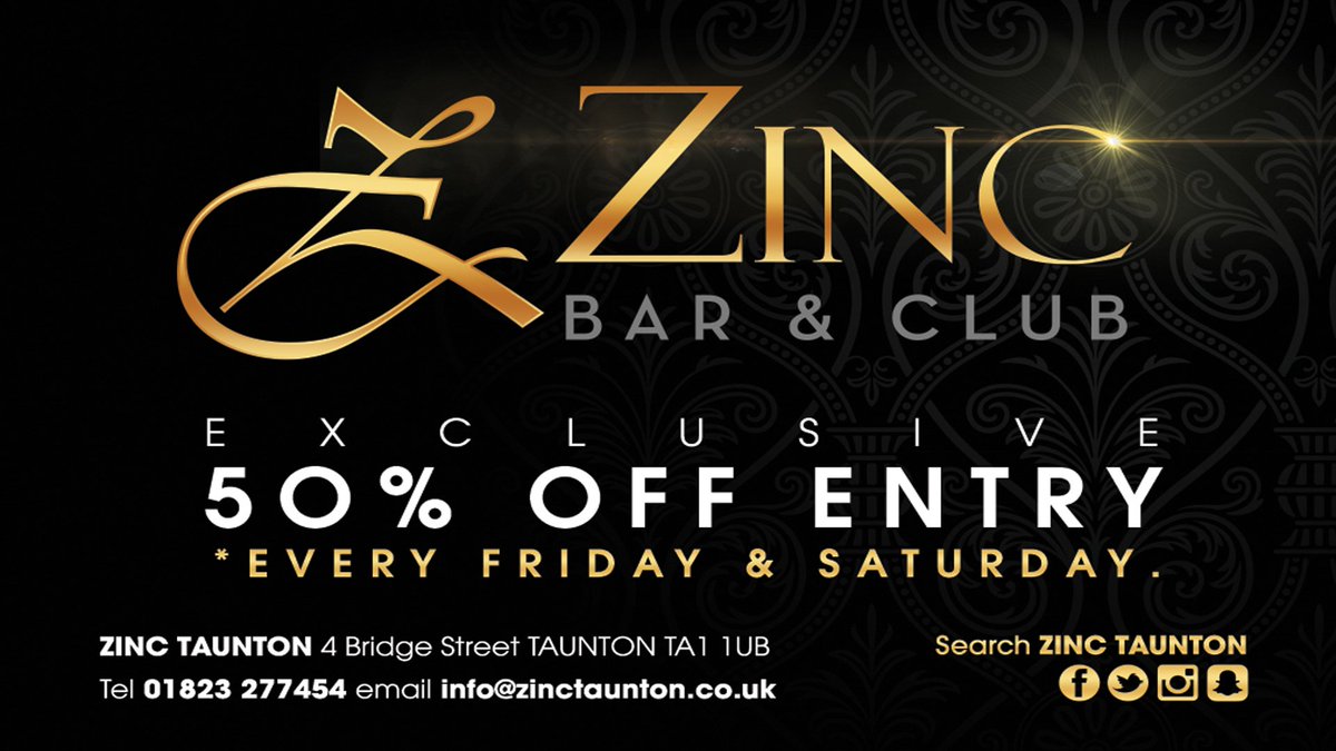 ZINCTAUNTON's tweet photo. TONIGHT #motherfunkinfridays #4zones #4bars #2livedjs #2dancefloors #allnightdrinksdeals #getinvolved #zinc https://t.co/wcO4O5AUVZ