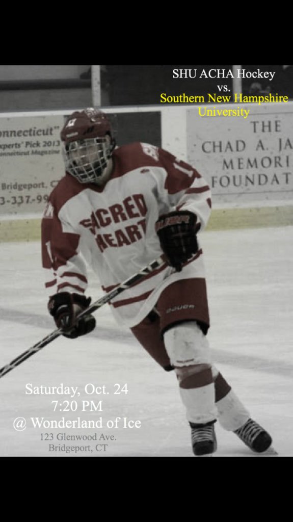 SHUCLUBHOCKEY's tweet photo. THIS SATURDAY SHU takes on Southern New Hampshire University @ 7:20PM @ The Wonderland of Ice in Bridgeport https://t.co/epWFi09h8n