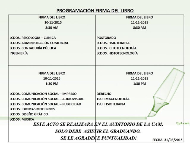 uam_ve's tweet photo. Atención #GraduandosUAM: Firma de libro los días martes 10 y miércoles 11/11 en el auditorio UAM, desde las 8:30 a.m https://t.co/sC9LvVKJuc