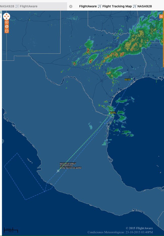 ArmandoGovUSMx's tweet photo. #NASA928 la #nasa ya sobrevuela el estado de #jalisco el radar ya detecta avión #HuracanPatricia @NASA @PcSegob https://t.co/qBwIcD1SW2