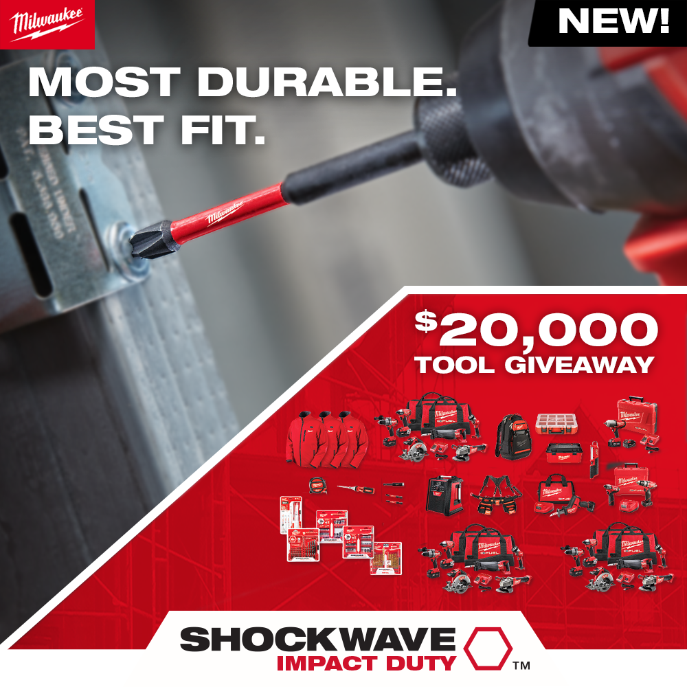 MilwaukeeTool's tweet image. We're so excited about SHOCKWAVE™ Impact Driver Bits that we're giving away $20K in tools » bit.ly/shockwave-swee…