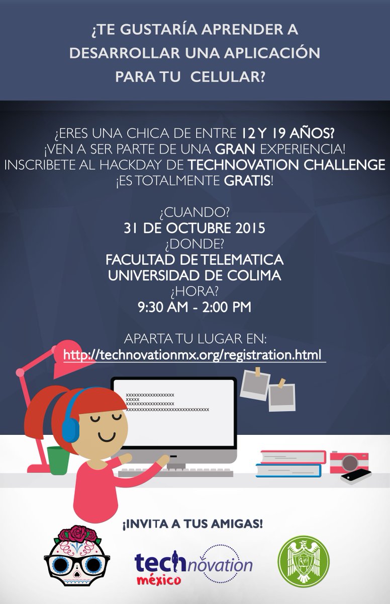 CodificadasMx's tweet image. Primer Hackday de Technovation Challenge Collima! Aparta tu lugar: technovationmx.org/registration.h…