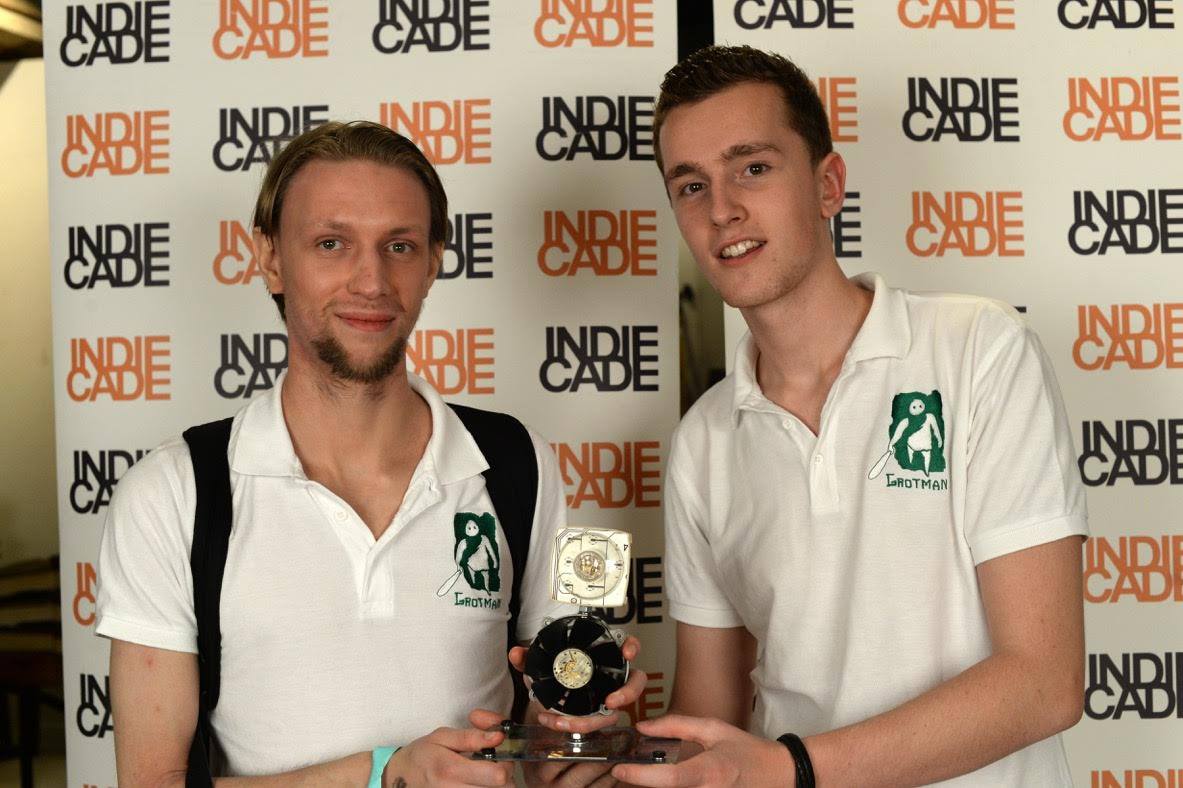 TimHaerkens's tweet photo. Still a bit overwhelmed of hearing our names being called up on stage @IndieCade. #indiedev #gamedev https://t.co/Wo3PGUHYtZ