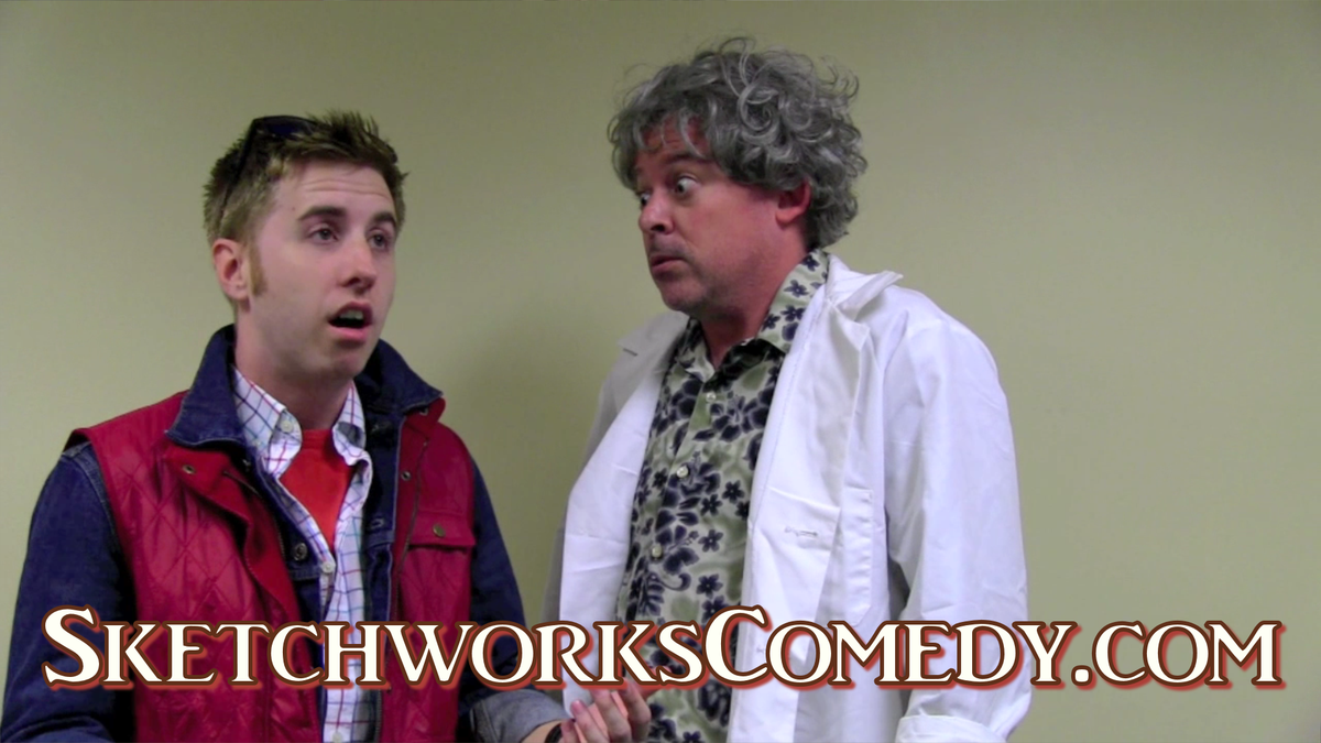 sketchworks's tweet photo. Marty and Doc go #BTTF to make sure you see our all-new show #SkitStorm - tix on sale now! https://t.co/wSQld3OBn5 https://t.co/smnWV9Wfpw