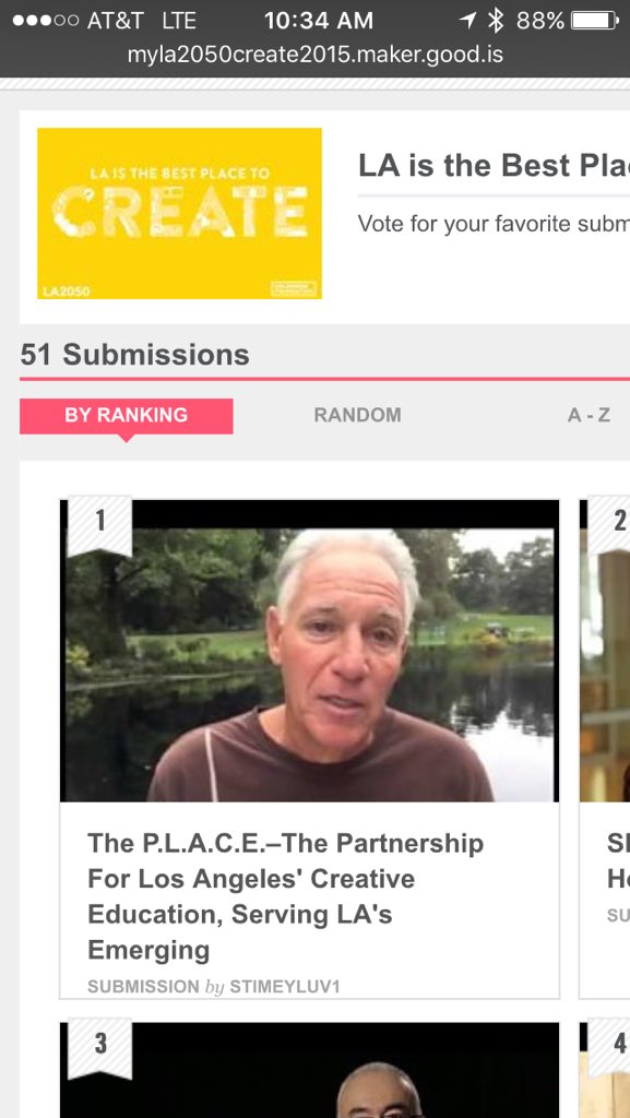 DSTLArts's tweet photo. OMG!!! We're #1 right now in the #VoteLA2050 Create category! @TradeSchoolLA @eallaorg &amp; I THANK YOU LA! #ThePlaceLA https://t.co/EZU5iDrBGr