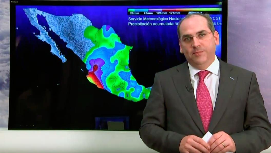 conagua_mx's tweet photo. A las 10:00 hrs, #Patricia continuó velocidad de vientos en 325 km/h y se localizó a 202 km de #Manzanillo, #Colima https://t.co/e7OauASc6B
