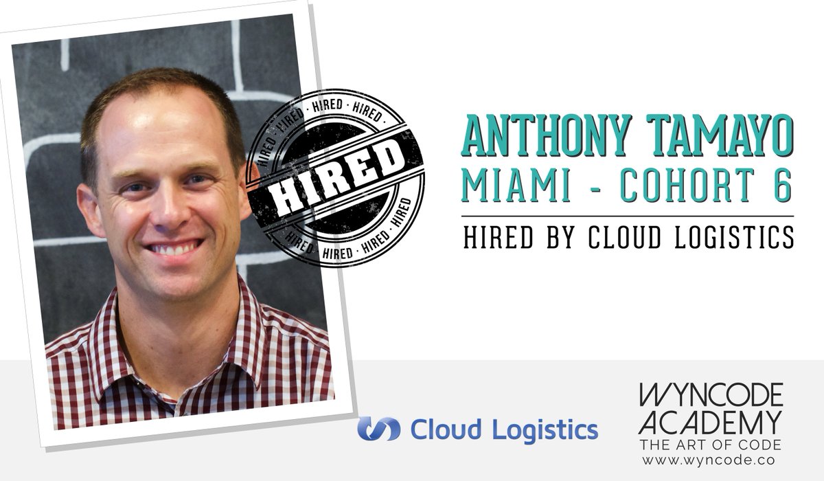 wyncode's tweet photo. Congratulations @antami1 on joining the @_CloudLogistics team! #LearnToCode #MiamiTech -> https://t.co/dCI9SpCWcX https://t.co/IbIJV70f21