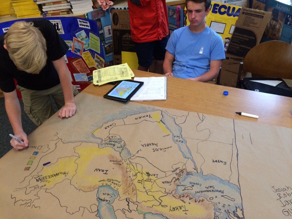 culpsclass's tweet image. Talking about geography. Working together. Mental Mapping. Mapping the Middle East.  #mentalmap #cooperativelearning
