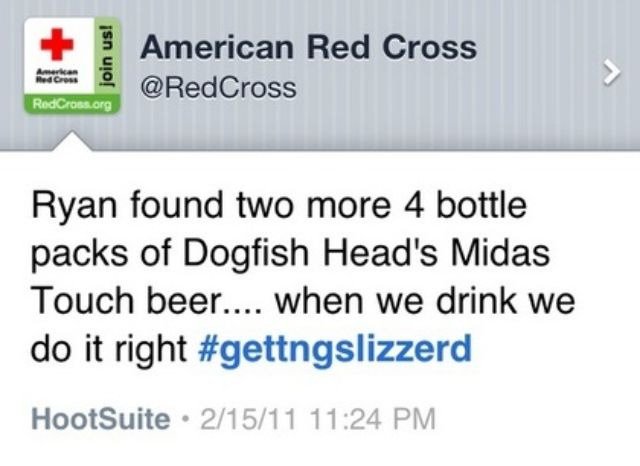 girardinl's tweet photo. A7 The classic! @RedCross employee tweeted a personal message to the org account. #gettingslizzard #sm4np https://t.co/Hyd1PHy0MP
