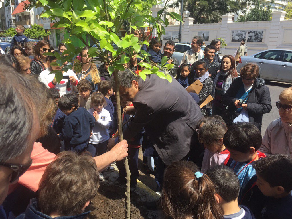 PabloBruera's tweet photo. Muy lindo gesto de los chicos y autoridades del colegio San Ponciano  que plantaron un naranjo para los 50 años https://t.co/eGhW3RXaZe