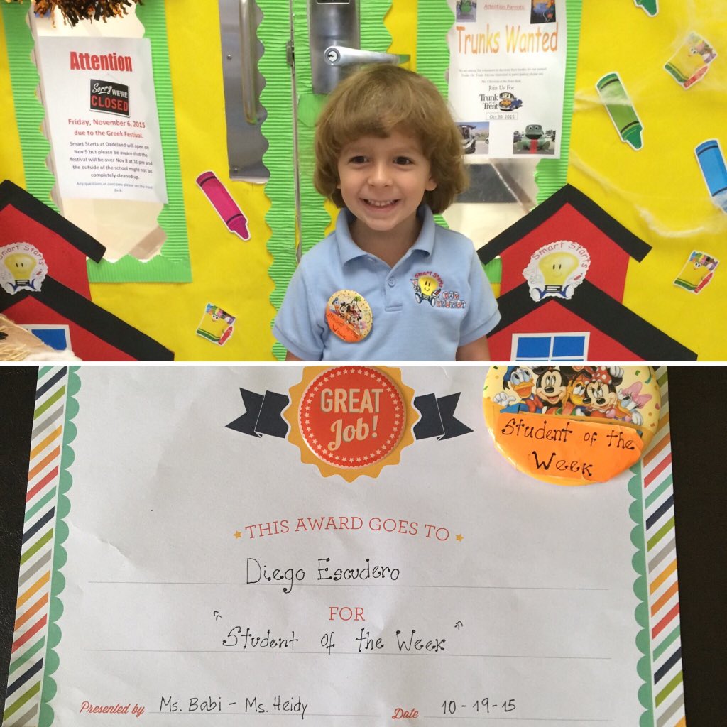 descuderovalle's tweet photo. @diegoec11 @gisycastillo Student of the Week! In PreK4 &amp; already bringing home Diplomas! May this b the 1st of many! https://t.co/1vwq0ILOZa