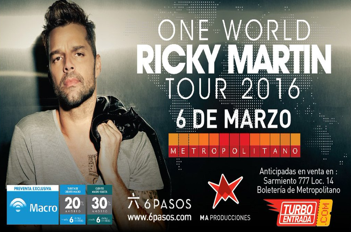 Confirmadisimo! 06/03 vuelve <a href="/ricky_martin/">Ricky Martin</a> a <a href="/MetropolitanoRo/">Metropolitano Ros</a>. Preventa desde el 26/10 en <a href="/TurboEntrada/">TURBO ENTRADA</a>. Preparate!