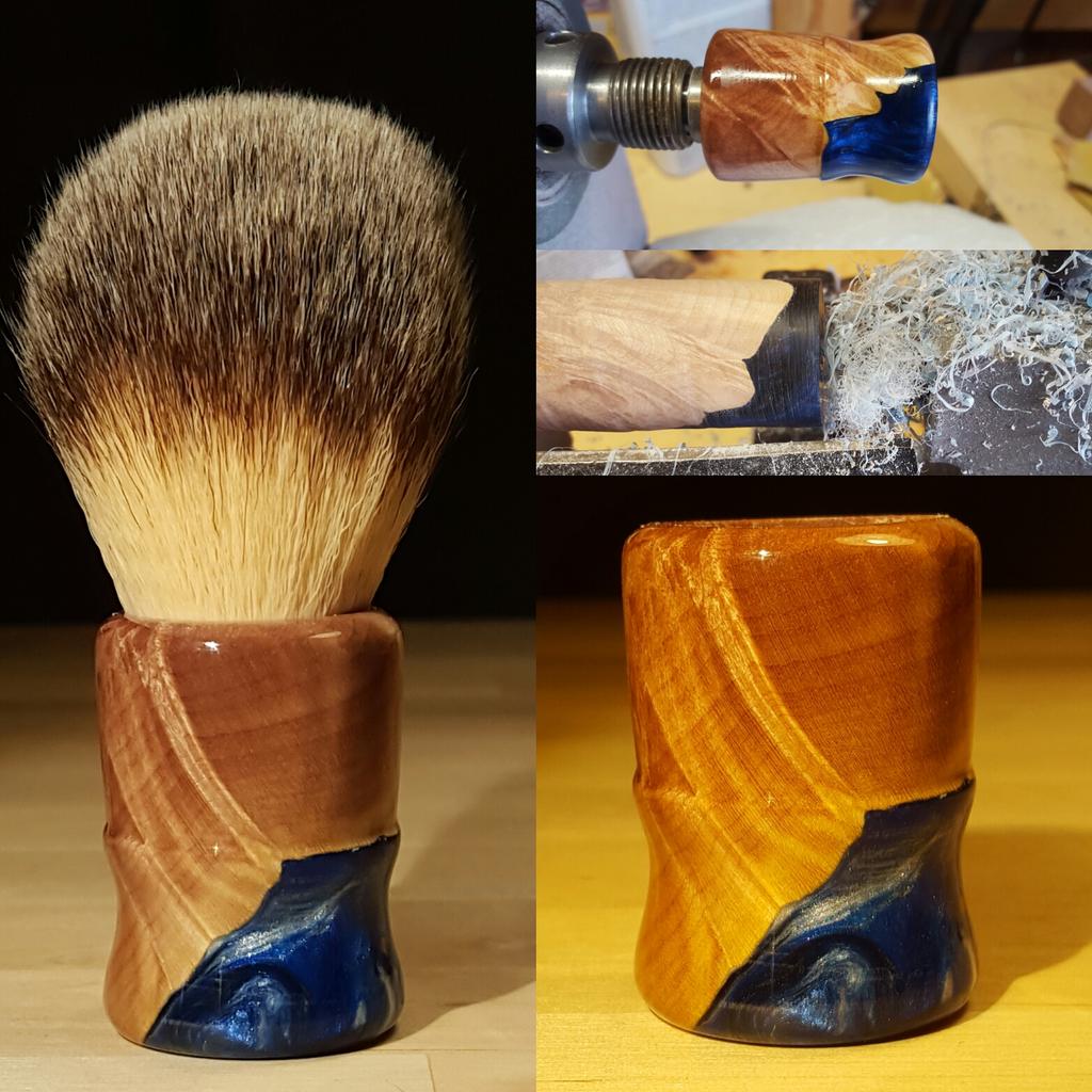 Finished up another custom handle today. #wetshaving #shavingbrush #custom #manhandledwoodshop