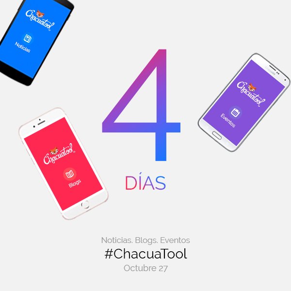 ChacuaTool's tweet photo. Cada vez más cerca... 4 días #ChacuaTool !
#ChacuaNews #ChacuaBlogs #ChacuaEvents https://t.co/94MLR17q6c
