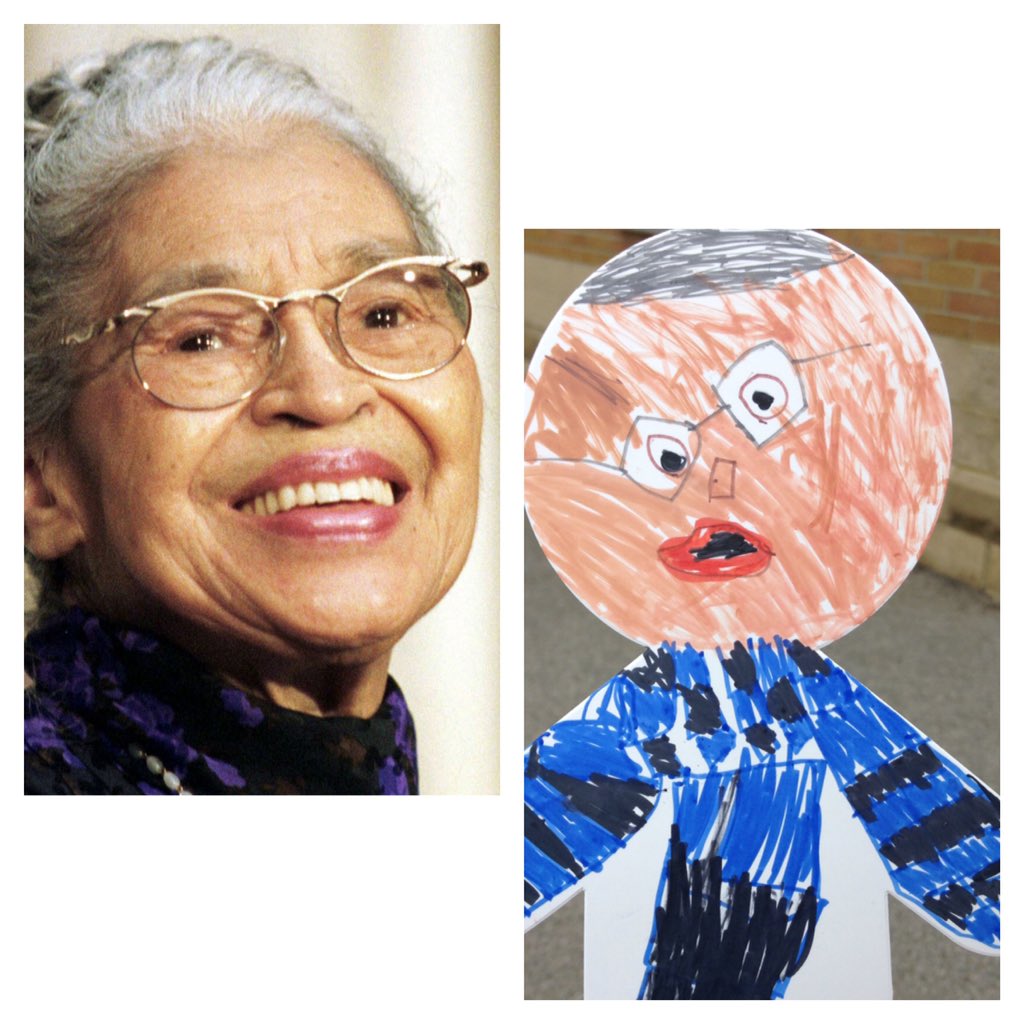 CandiceAtterton's tweet photo. My Little Bailey's #BlackHistoryMonth project "each person must live their life as a model for others" #rosaparks https://t.co/NxDFOTZfVI