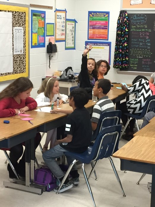 dlamb1445's tweet photo. Pre-algebra - took away their calculators and math erupted.  Best math discussions yet. #larkspurms https://t.co/mzXcaVWOnI