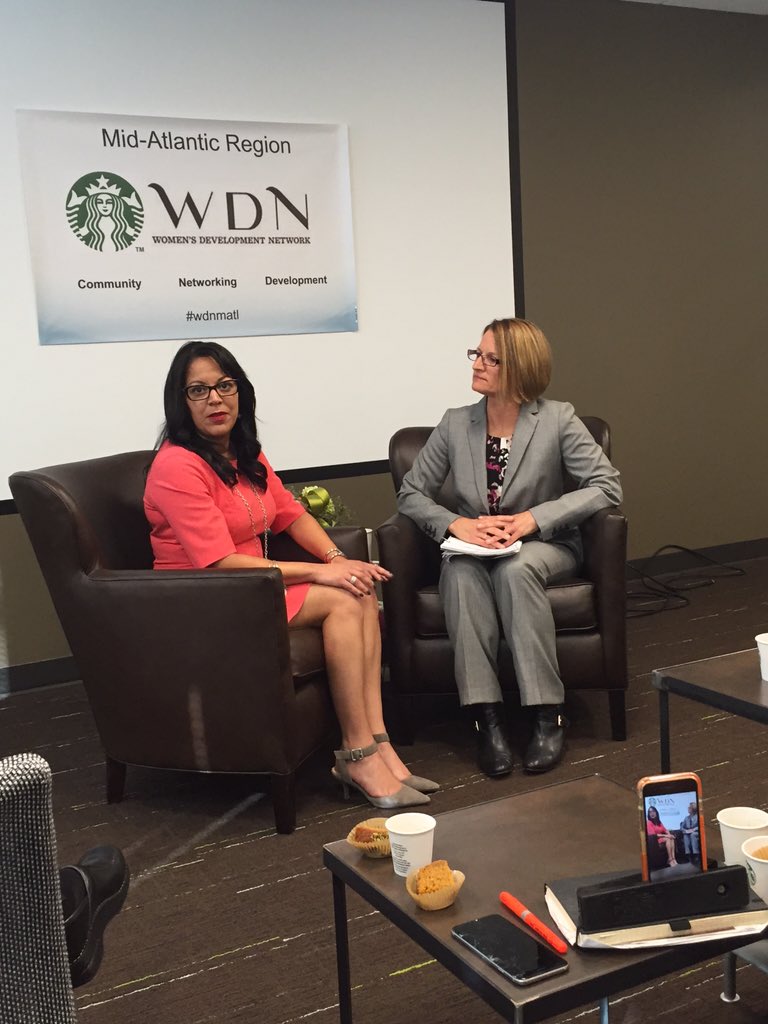 HarperStharper's tweet photo. @cdolcelatte our first guest speaker #wdnmatl being interviewed by @RwelleRose #tobeaparnter @starbucksprtnrs https://t.co/1ZV4YSsPve