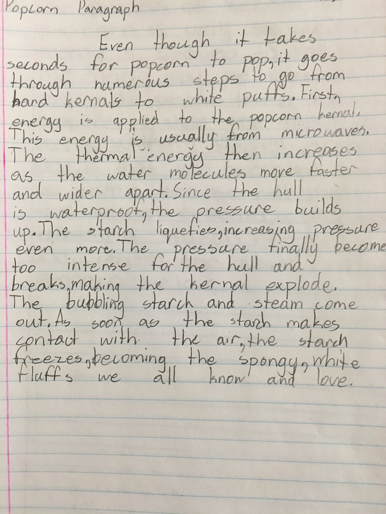 LBPSMaiello's tweet image. A perfect ending to The Science of Popcorn lesson. #seventhgradescience #writingsample #popcorn #snack @RBMSRockets