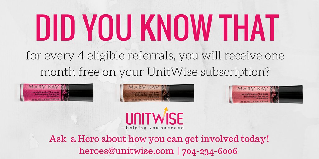 UnitWise's tweet photo. Did you know that #UnitWise has a referral program for #MaryKay consultants, directors and NSDs? #savemoney https://t.co/sSz9rM4kkG