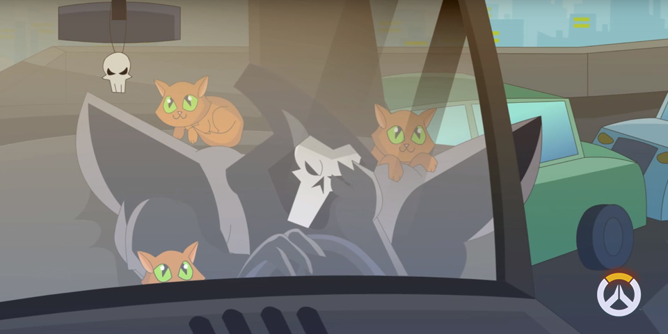 PlayOverwatch's tweet photo. TIME TO: A) REAP B) LEAP C) JEEP D) BEEP | Watch "A Day in the Life of Reaper" by @Niichts: https://t.co/knnZv7gTmJ https://t.co/dXECWAOaiq
