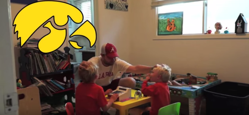 Cover3Podcast's tweet photo. WATCH: Alabama fan wants you to talk to your kids about unbeaten Iowa https://t.co/f84xCHWiZx https://t.co/0K0PpMuxkH