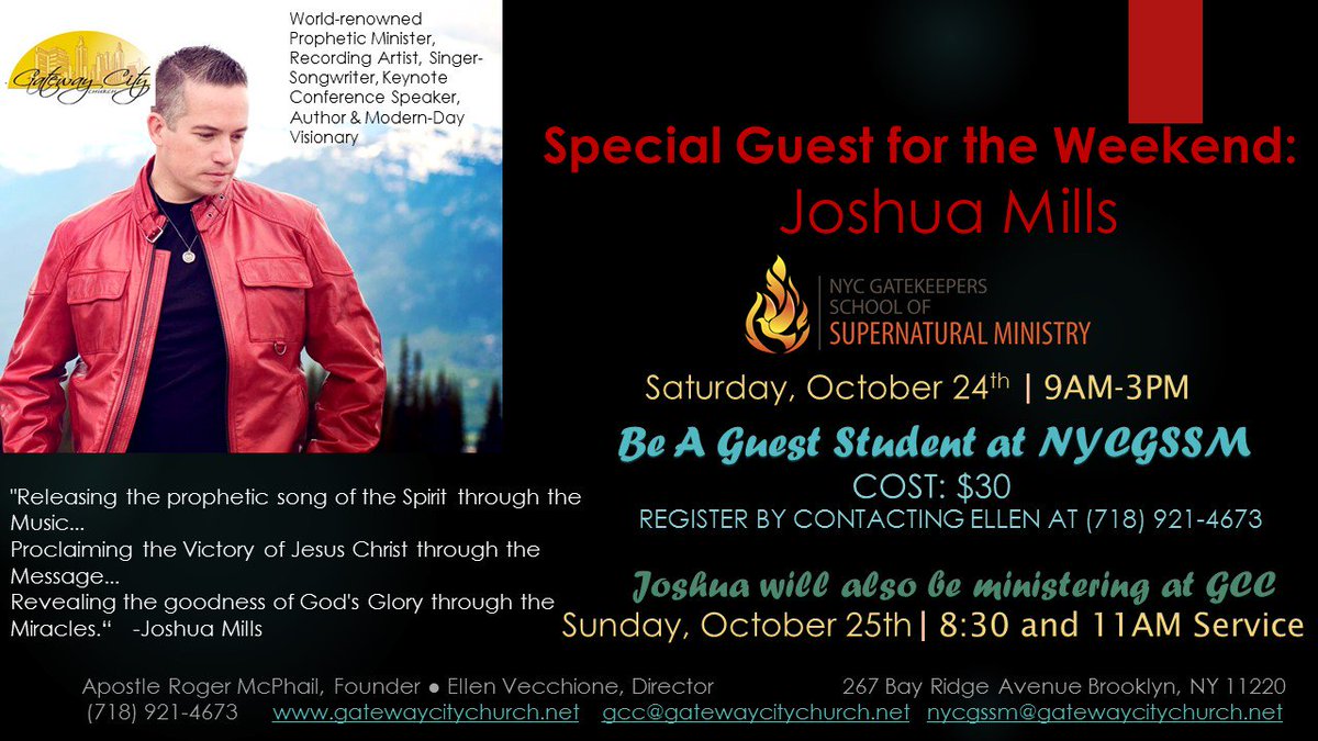 gccbrooklyn's tweet photo. We are excited about the weekend with our special guest, Joshua Mills!!! Join us! #Spreadtheword https://t.co/cPcuzYNgRx