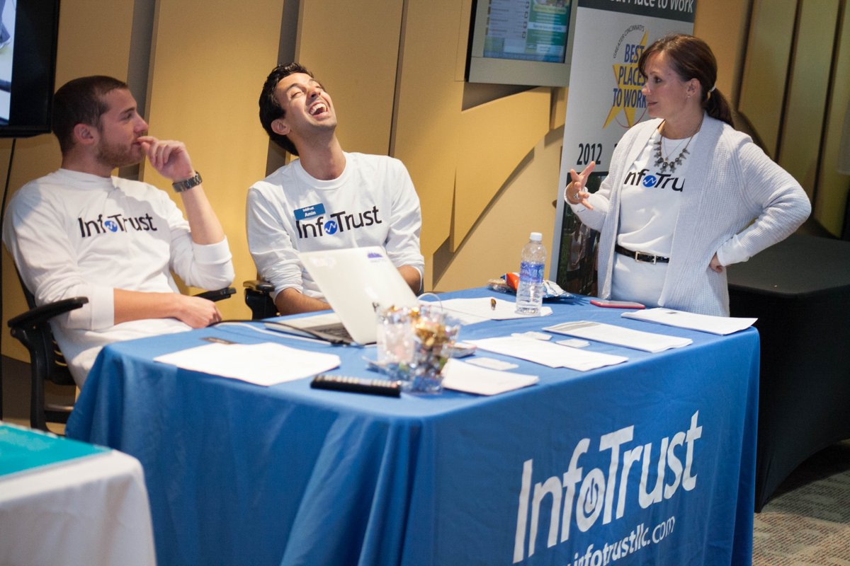 InfoTrustLLC's tweet photo. Want to work at a great place and have fun? It’s possible! Thanks to everyone that visited our booth at #AtE15! https://t.co/kRebNotW6u