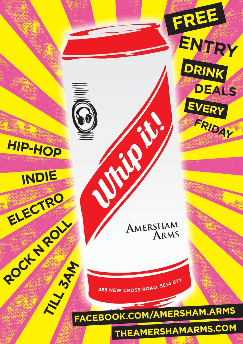 TheAmershamArms's tweet photo. #WhipIt Hip-Hop, Electro, Rock n Roll, Indie weekly until 3am Saturday morning! https://t.co/tqdvEJIsyE