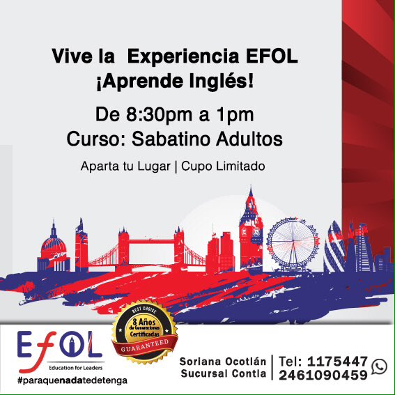EFOL_MX's tweet photo. Aprende INGLÉS en EFOL y #QueNadaTeDetenga https://t.co/uYNsPpakMr