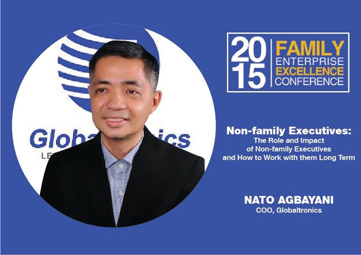GlobaltronicsPH's tweet photo. Nato Agbayani, COO of Globaltronics will speak about being a non-family member executive.  #FEEC2015. https://t.co/rfzyjWElrg