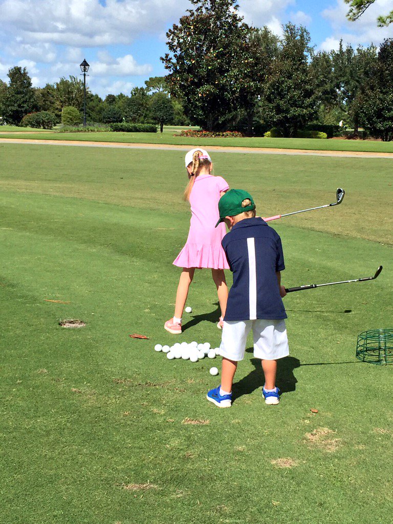 IanJamesPoulter's tweet photo. 2 peas in a pod, Lilly and Joshua were chipping today at @LakeNonaGCC they have similar tempo. To funny. https://t.co/aQ7Rx2J0JI