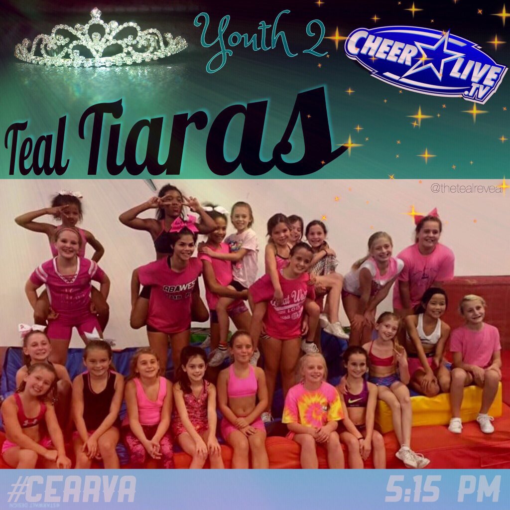 dancelyfebrand's tweet photo. Youth 2 Teal Tiaras out of @CEA_RVA are on at 5:15 pm 10/25 FREE on @cheerlive https://t.co/UZh2rnoclG