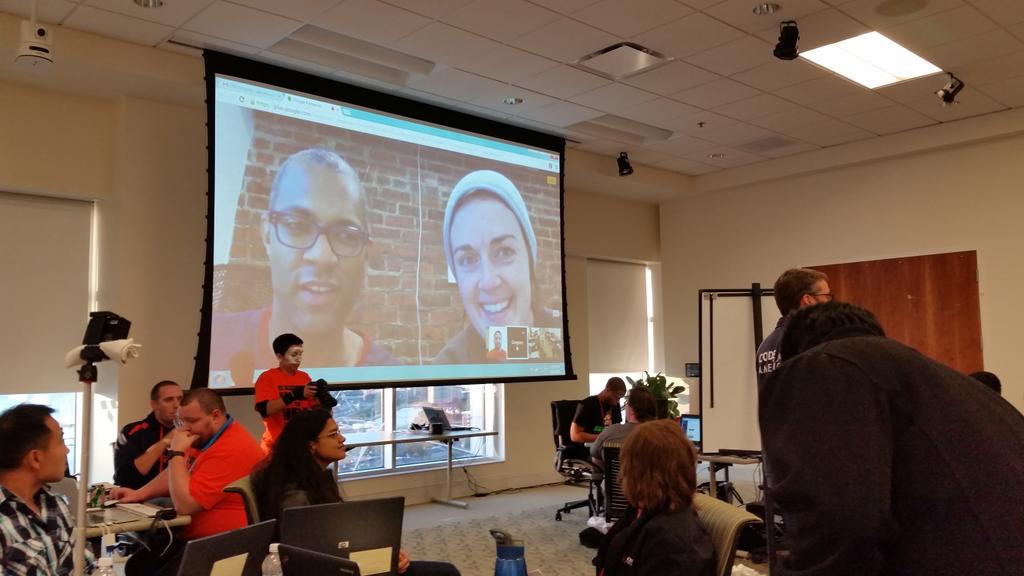 thecbliss's tweet photo. @DomEnterprises @codeforamerica @Code4HR Hello California! #hack2helphr https://t.co/TrDWOaJmhf