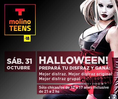 MolinoTeens's tweet photo. ☆☆☆ molino TEENS ☆☆☆
Sábado 31 Octubre | HALLOWEEN 🎃 🎃
#HappyHalloween #Fiestooon https://t.co/ZRNYNIKu8N