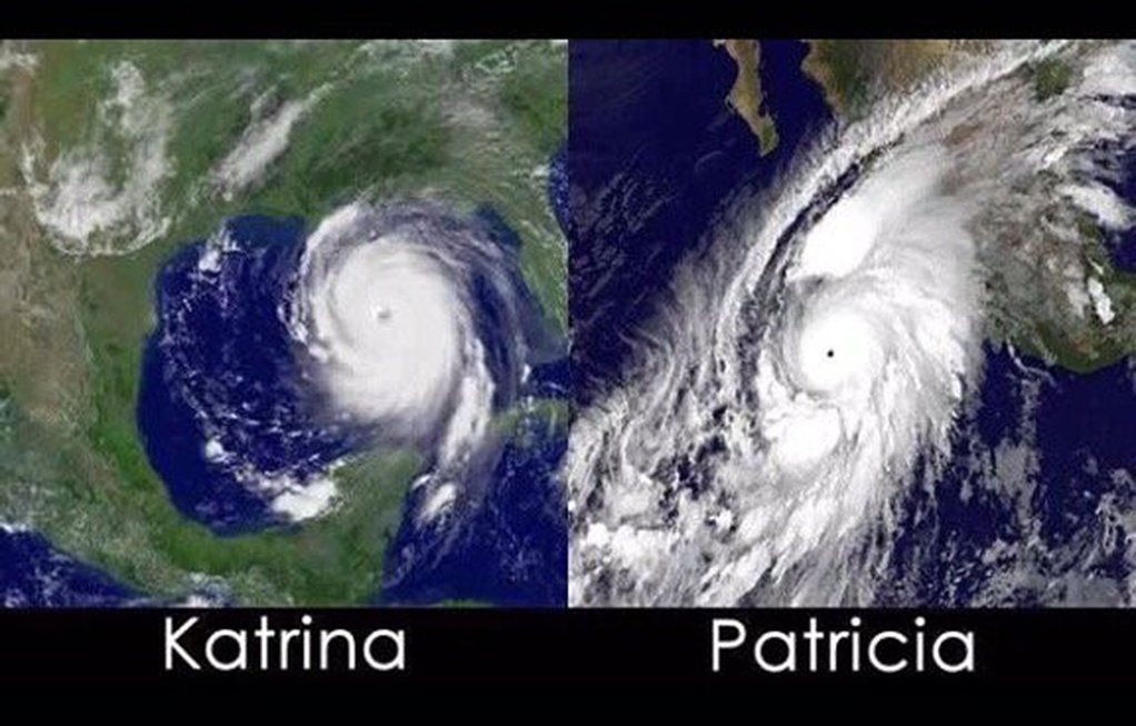 muralcom's tweet photo. Circula una imagen comparativa entre huracán 'Katrina' (2005) 'Patricia' (Tomada de @FelipeCalderon) https://t.co/QKYBdqzuoP