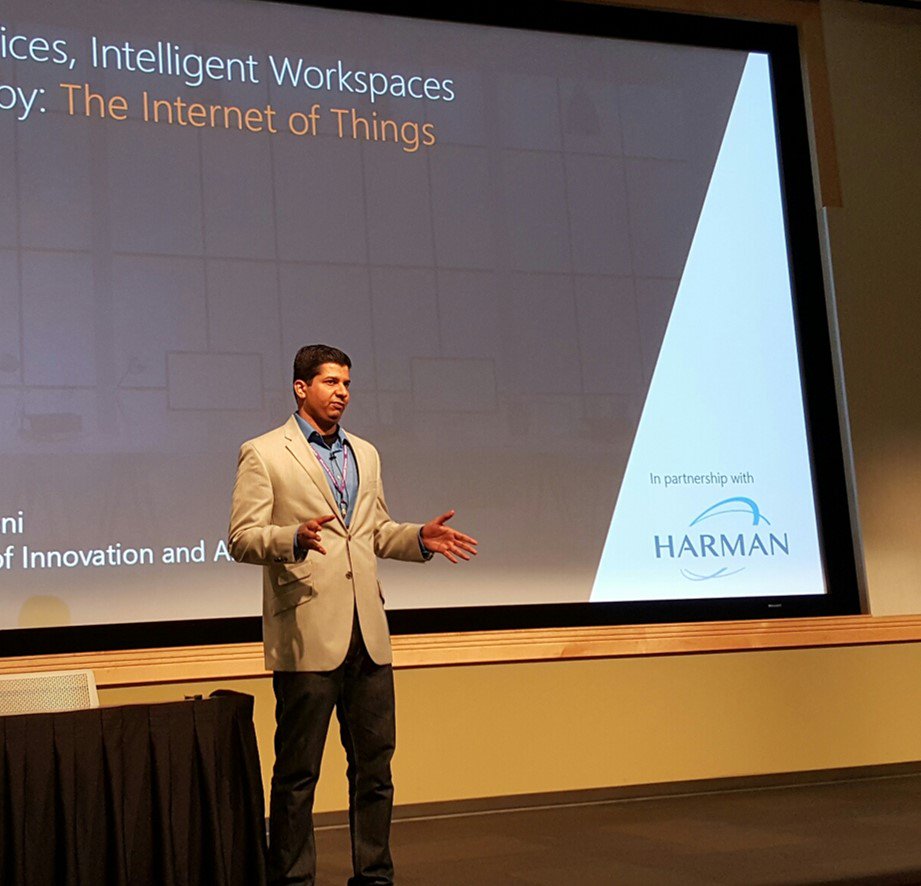HARMANservices's tweet image. Our session on #SmartOffices, #IntelligentWorkspaces. Powered by: #IoT. JLL &amp;amp; @HARMAN at #CXONext by @MSFTenterprise