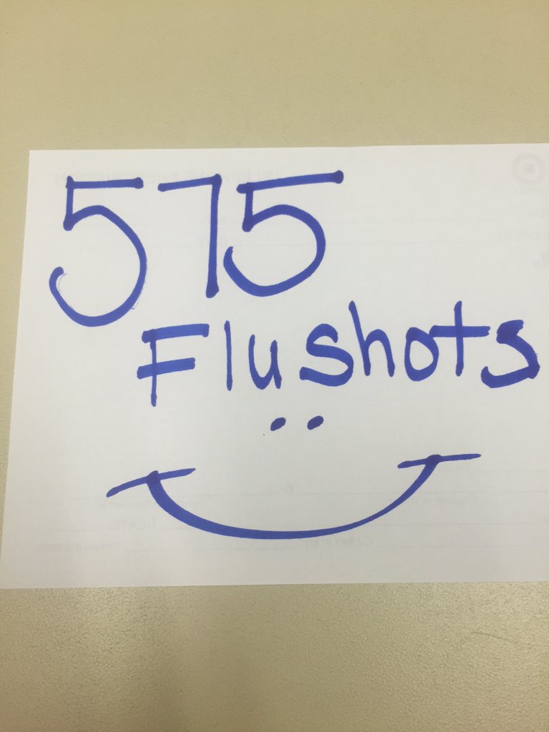 Officially 100 flu shots over Ytd goal!