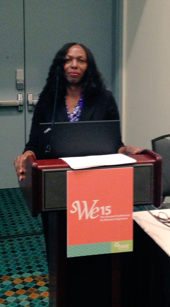 TeknoWomen's tweet photo. .@carlafair addresses challenges for women in #STEM @SWEtalk #SWE15 https://t.co/vZggY4rXW9