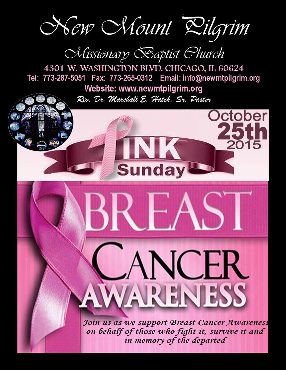 NewMtPilgrim's tweet photo. Join us the Sun. Oct 25th for PINK SUNDAY as we share breast health awareness in the faith community. https://t.co/yLKZJxm4aQ